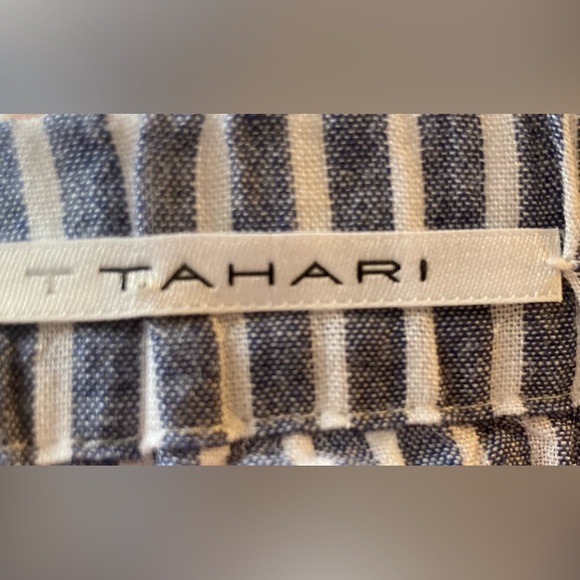 Tahari Blue and White Striped Women’s Cold shoulder Blouse Sz 0 - Picture 11 of 14